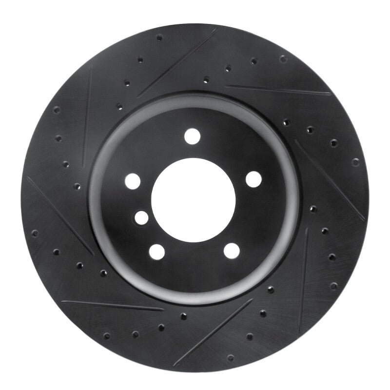 R1 11-16 BMW Z4 Front Left Drilled & Slotted Black Brake Rotor-Brake Rotors - Slot & Drilled-Grocery Getter Performance