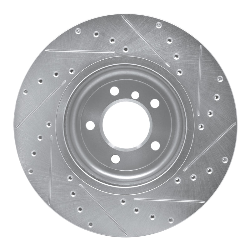 R1 11-16 BMW Z4 Front Left Drilled & Slotted Silver Brake Rotor-Brake Rotors - Slot & Drilled-Grocery Getter Performance