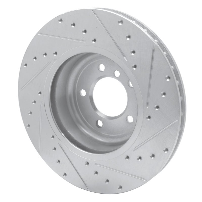 R1 11-16 BMW Z4 Front Left Drilled & Slotted Silver Brake Rotor-Brake Rotors - Slot & Drilled-Grocery Getter Performance