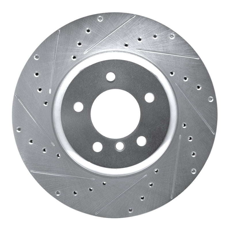 R1 11-16 BMW Z4 Front Left Drilled & Slotted Silver Brake Rotor-Brake Rotors - Slot & Drilled-Grocery Getter Performance