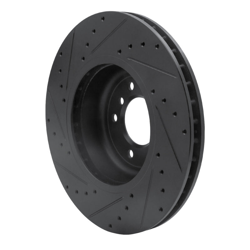 R1 11-16 BMW Z4 Front Right Drilled & Slotted Black Brake Rotor-Brake Rotors - Slot & Drilled-Grocery Getter Performance