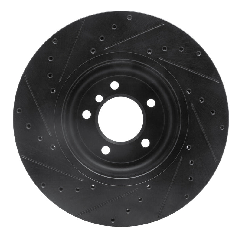 R1 11-16 BMW Z4 Front Right Drilled & Slotted Black Brake Rotor-Brake Rotors - Slot & Drilled-Grocery Getter Performance