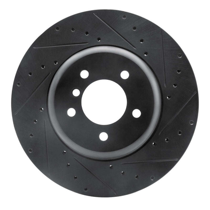 R1 11-16 BMW Z4 Front Right Drilled & Slotted Black Brake Rotor-Brake Rotors - Slot & Drilled-Grocery Getter Performance