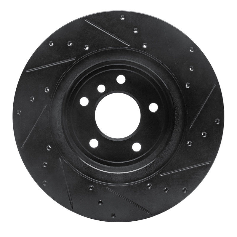 R1 11-16 BMW Z4 Rear Left Drilled & Slotted Black Brake Rotor-Brake Rotors - Slot & Drilled-Grocery Getter Performance