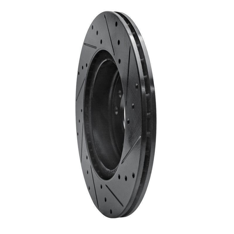 R1 11-16 BMW Z4 Rear Left Drilled & Slotted Black Brake Rotor-Brake Rotors - Slot & Drilled-Grocery Getter Performance