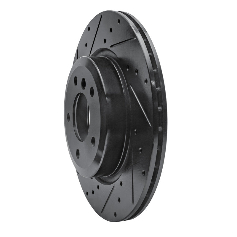 R1 11-16 BMW Z4 Rear Left Drilled & Slotted Black Brake Rotor-Brake Rotors - Slot & Drilled-Grocery Getter Performance
