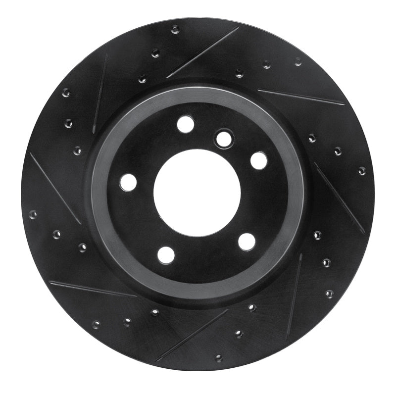 R1 11-16 BMW Z4 Rear Left Drilled & Slotted Black Brake Rotor-Brake Rotors - Slot & Drilled-Grocery Getter Performance