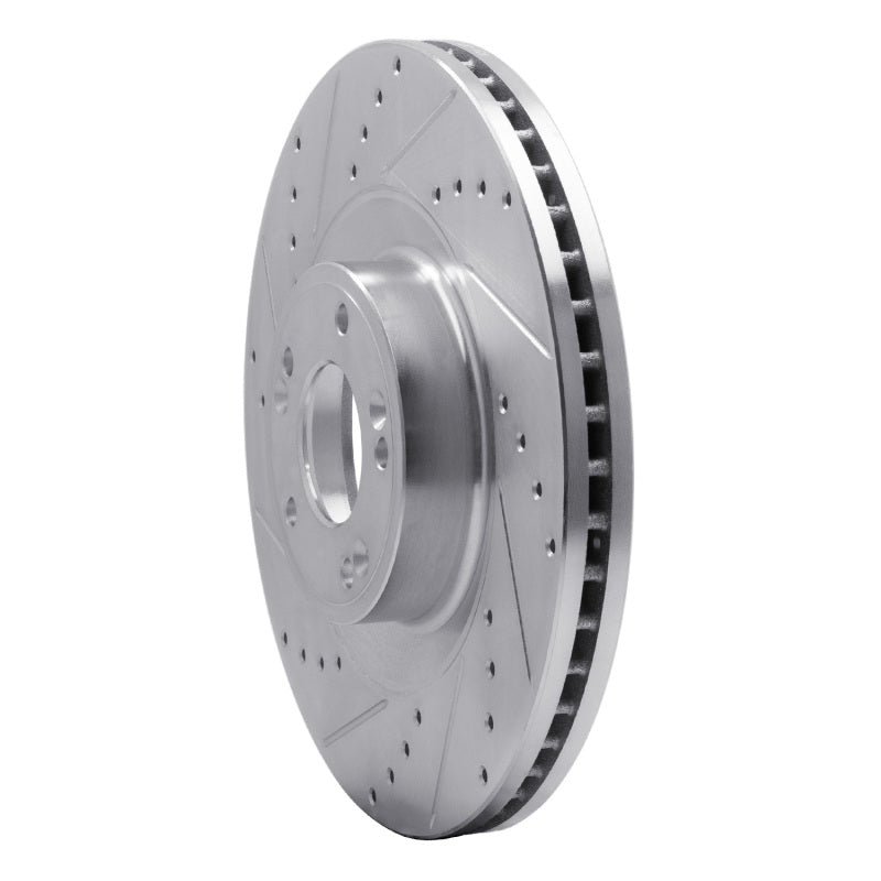 R1 11-17 Genesis G80 Front Left Drilled & Slotted Silver Brake Rotor-Brake Rotors - Slot & Drilled-Grocery Getter Performance