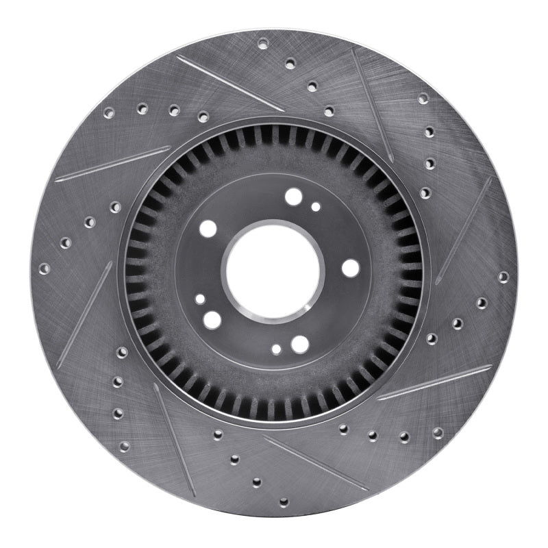 R1 11-17 Genesis G80 Front Left Drilled & Slotted Silver Brake Rotor-Brake Rotors - Slot & Drilled-Grocery Getter Performance