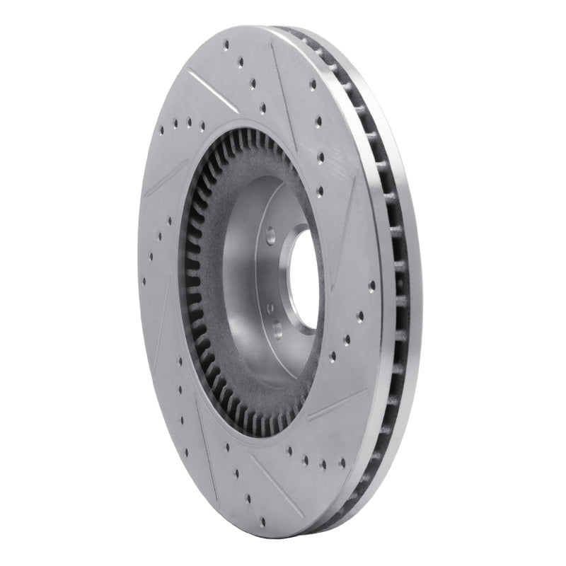 R1 11-17 Genesis G80 Front Left Drilled & Slotted Silver Brake Rotor-Brake Rotors - Slot & Drilled-Grocery Getter Performance