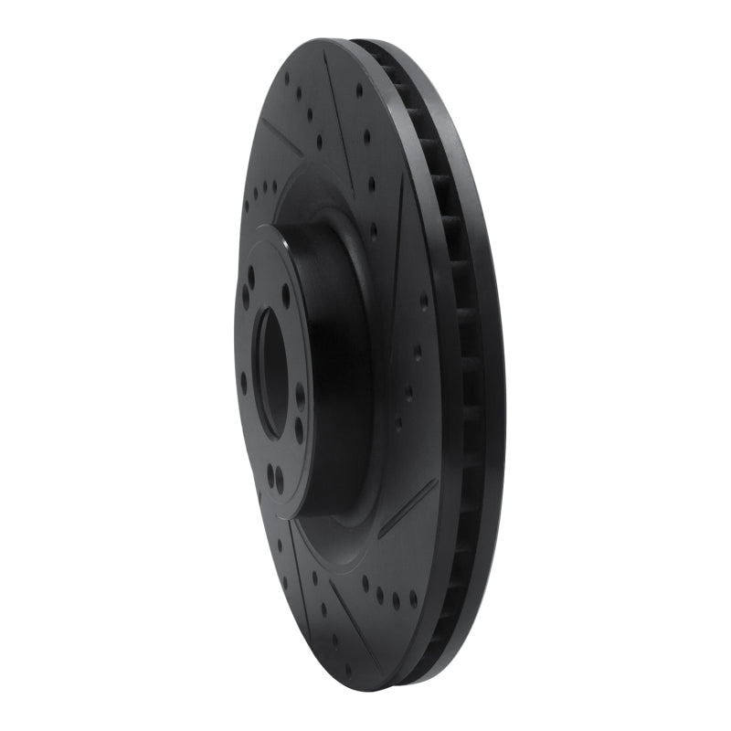 R1 11-17 Genesis G80 Front Right Drilled & Slotted Black Brake Rotor-Brake Rotors - Slot & Drilled-Grocery Getter Performance