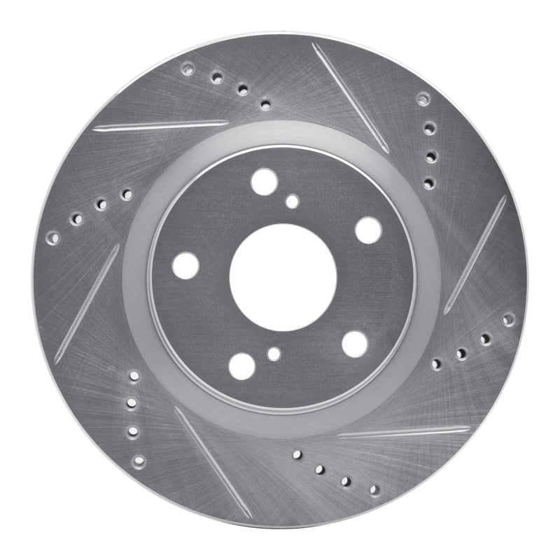 R1 11-17 Hyundai Equus Rear Right Drilled & Slotted Silver Brake Rotor-Brake Rotors - Slot & Drilled-Grocery Getter Performance