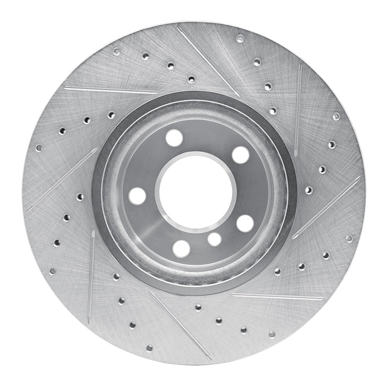 R1 11-18 BMW X3 Front Left Drilled & Slotted Silver Brake Rotor-Brake Rotors - Slot & Drilled-Grocery Getter Performance