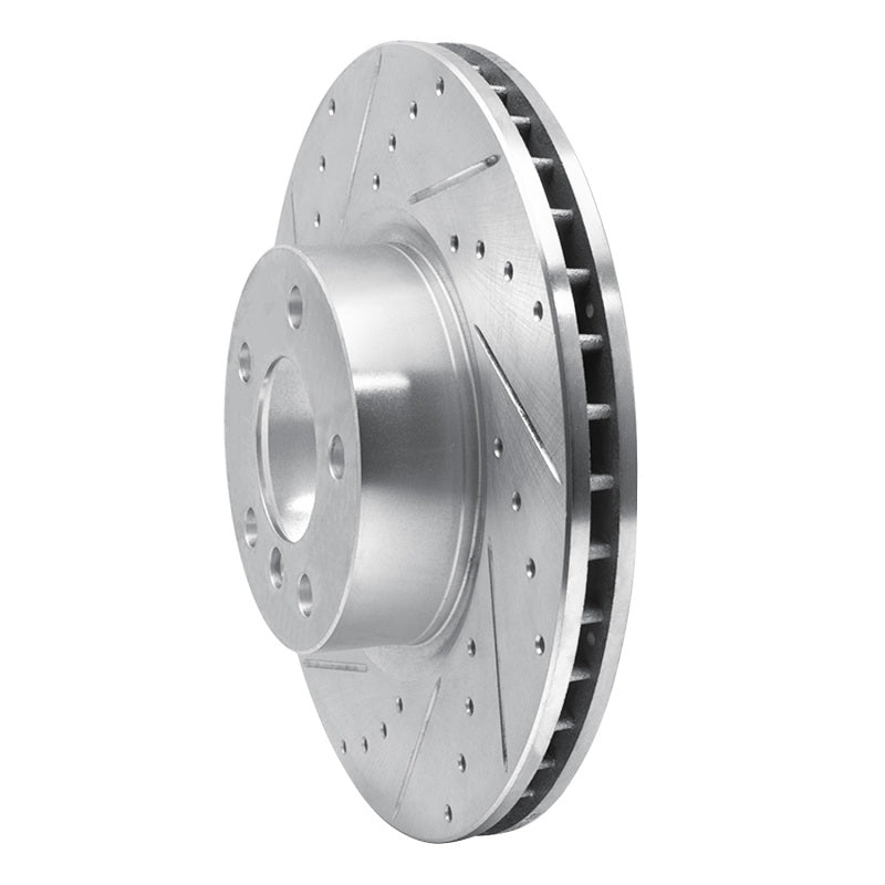 R1 11-18 BMW X3 Front Left Drilled & Slotted Silver Brake Rotor-Brake Rotors - Slot & Drilled-Grocery Getter Performance