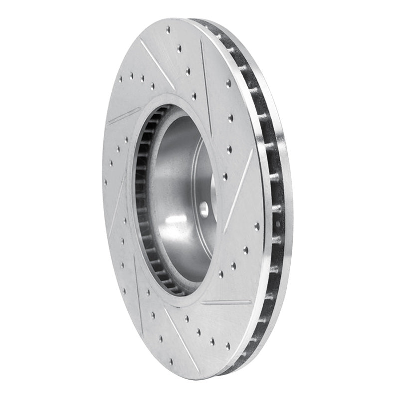 R1 11-18 BMW X3 Front Left Drilled & Slotted Silver Brake Rotor-Brake Rotors - Slot & Drilled-Grocery Getter Performance