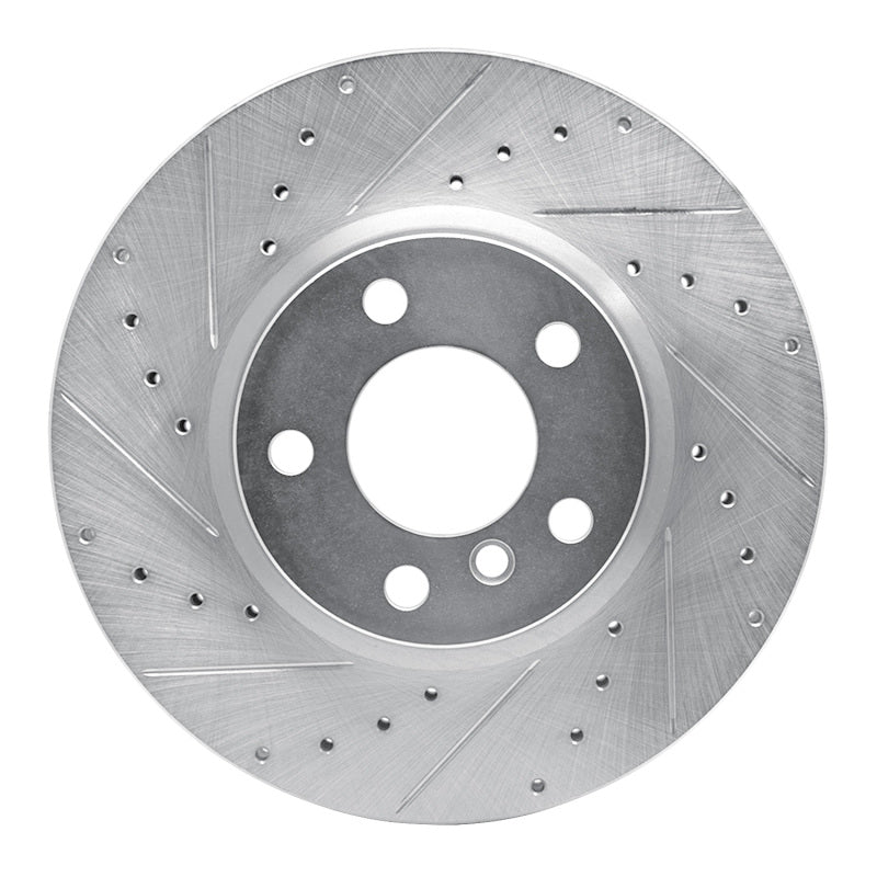 R1 11-18 BMW X3 Front Left Drilled & Slotted Silver Brake Rotor-Brake Rotors - Slot & Drilled-Grocery Getter Performance
