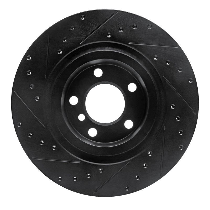 R1 11-18 BMW X3 Rear Right Drilled & Slotted Black Brake Rotor-Brake Rotors - Slot & Drilled-Grocery Getter Performance