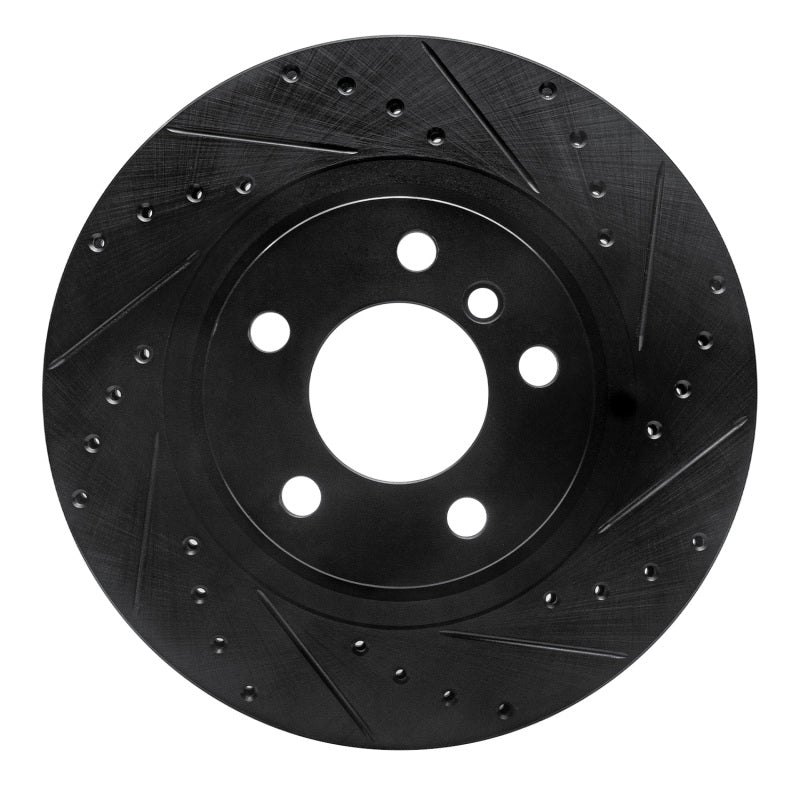 R1 11-18 BMW X3 Rear Right Drilled & Slotted Black Brake Rotor-Brake Rotors - Slot & Drilled-Grocery Getter Performance
