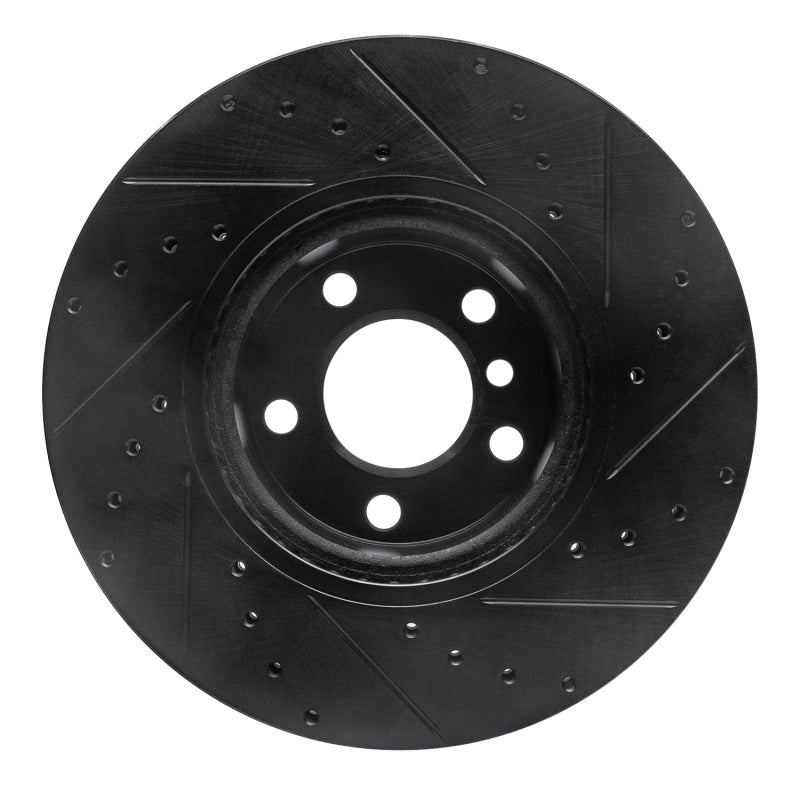 R1 11-18 BMW X4 Front Left Drilled & Slotted Black Brake Rotor-Brake Rotors - Slot & Drilled-Grocery Getter Performance