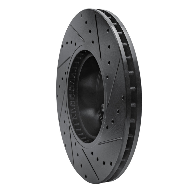 R1 11-18 BMW X4 Front Left Drilled & Slotted Black Brake Rotor-Brake Rotors - Slot & Drilled-Grocery Getter Performance