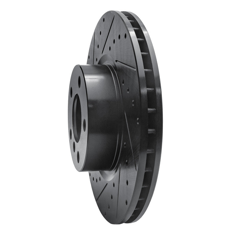 R1 11-18 BMW X4 Front Left Drilled & Slotted Black Brake Rotor-Brake Rotors - Slot & Drilled-Grocery Getter Performance