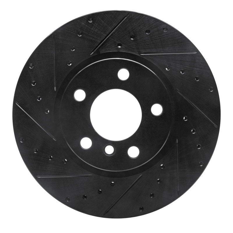 R1 11-18 BMW X4 Front Left Drilled & Slotted Black Brake Rotor-Brake Rotors - Slot & Drilled-Grocery Getter Performance