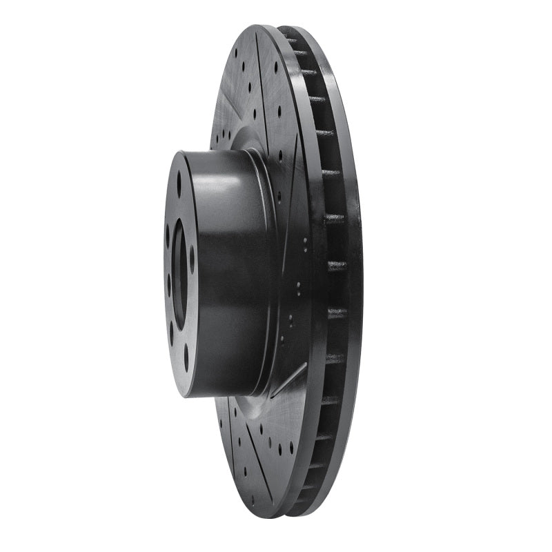 R1 11-18 BMW X4 Front Right Drilled & Slotted Black Brake Rotor-Brake Rotors - Slot & Drilled-Grocery Getter Performance
