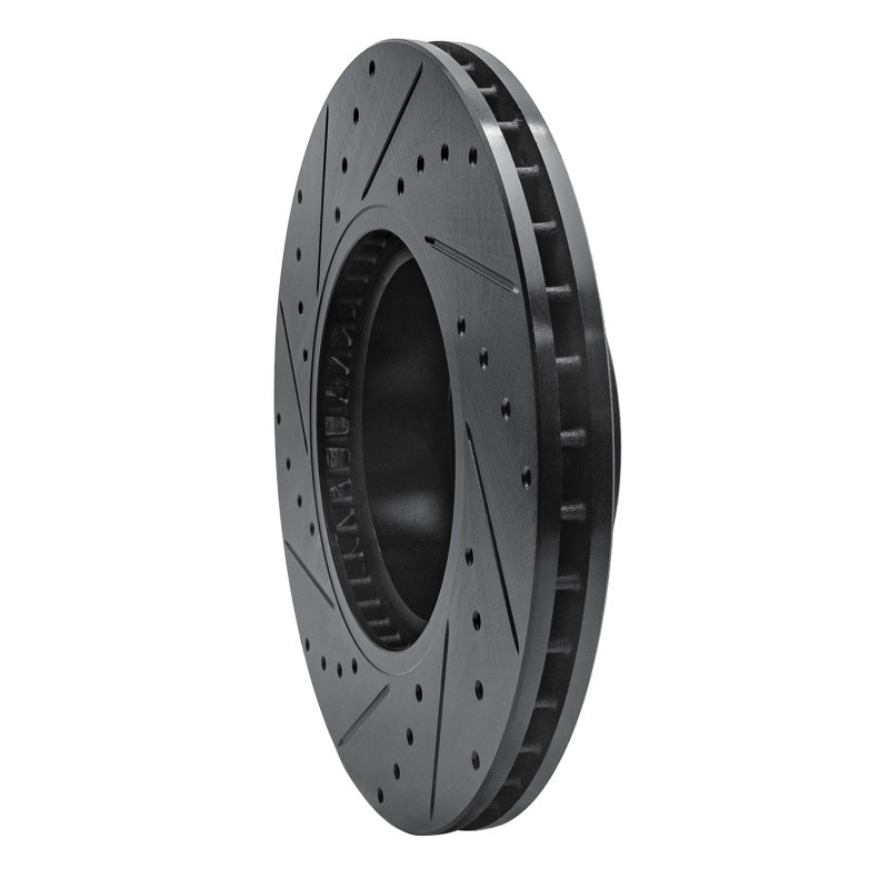 R1 11-18 BMW X4 Front Right Drilled & Slotted Black Brake Rotor-Brake Rotors - Slot & Drilled-Grocery Getter Performance