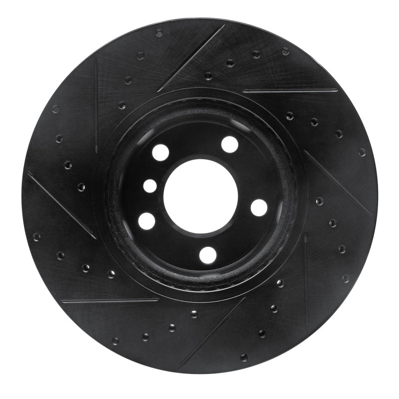 R1 11-18 BMW X4 Front Right Drilled & Slotted Black Brake Rotor-Brake Rotors - Slot & Drilled-Grocery Getter Performance