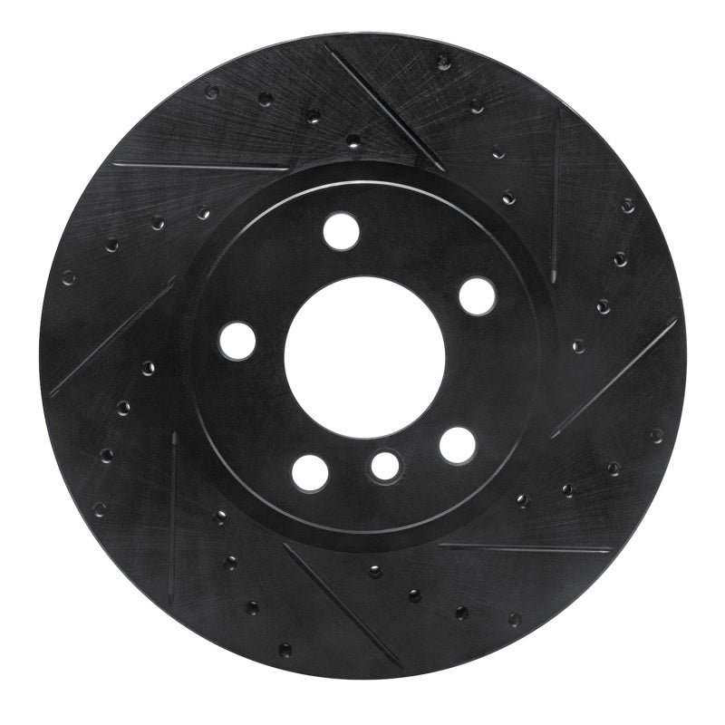 R1 11-18 BMW X4 Front Right Drilled & Slotted Black Brake Rotor-Brake Rotors - Slot & Drilled-Grocery Getter Performance