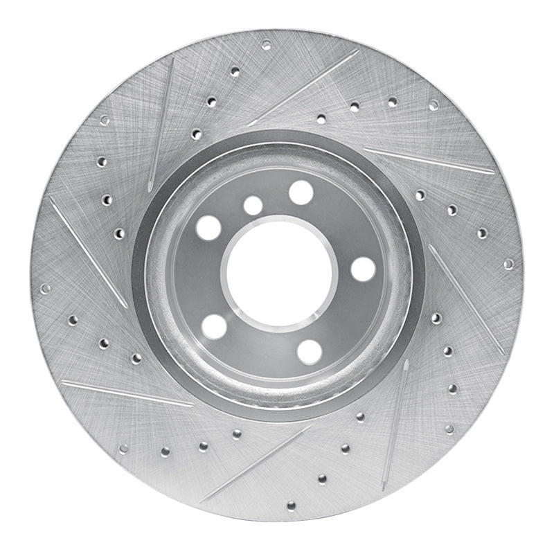 R1 11-18 BMW X4 Front Right Drilled & Slotted Silver Brake Rotor-Brake Rotors - Slot & Drilled-Grocery Getter Performance