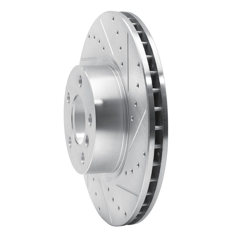 R1 11-18 BMW X4 Front Right Drilled & Slotted Silver Brake Rotor-Brake Rotors - Slot & Drilled-Grocery Getter Performance