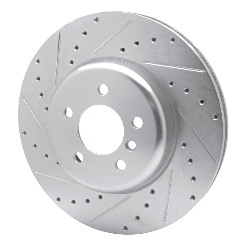 R1 11-19 BMW 535D xDrive Front Left Drilled & Slotted Silver Brake Rotor-Brake Rotors - Slot & Drilled-Grocery Getter Performance