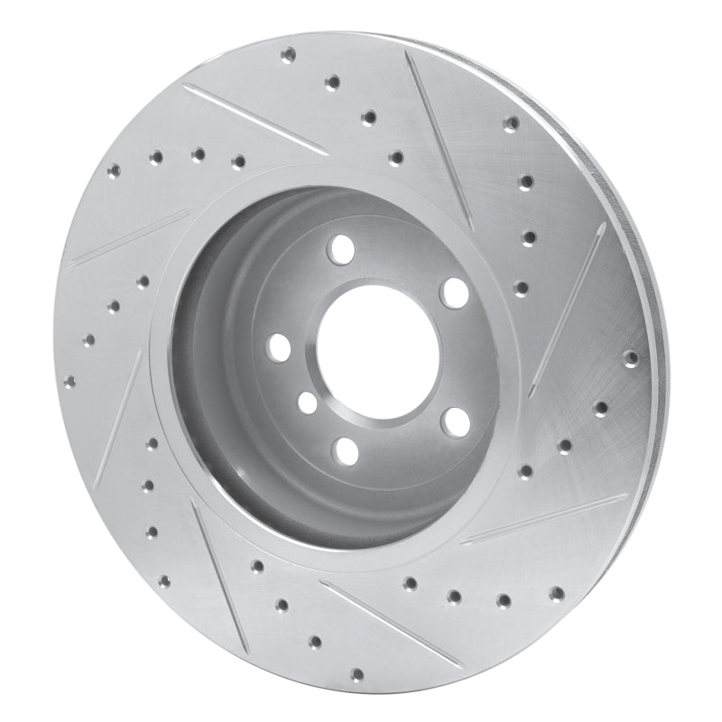R1 11-19 BMW 535D xDrive Front Left Drilled & Slotted Silver Brake Rotor-Brake Rotors - Slot & Drilled-Grocery Getter Performance