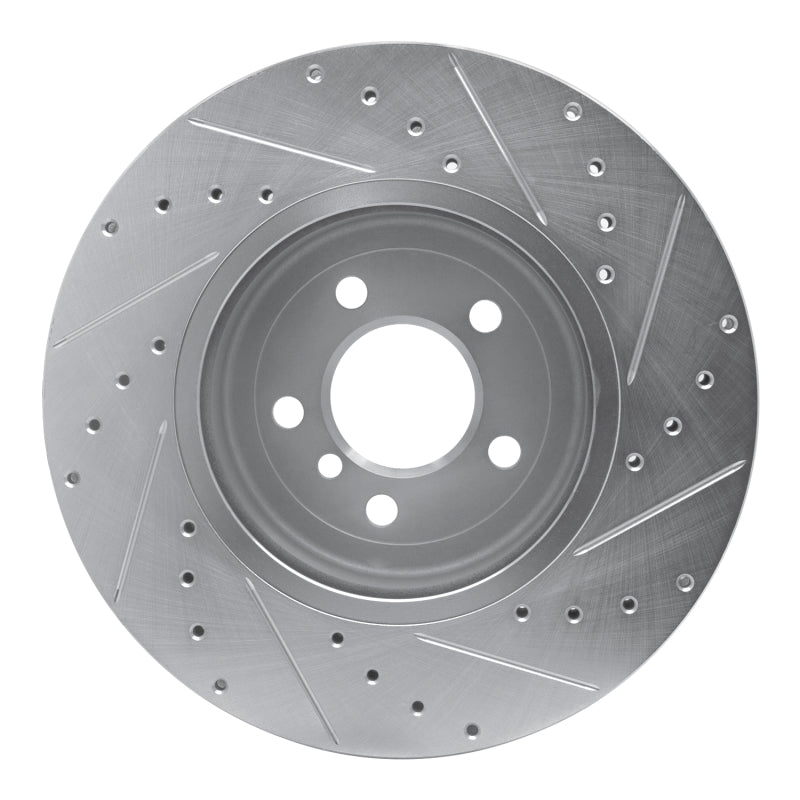 R1 11-19 BMW 535D xDrive Front Left Drilled & Slotted Silver Brake Rotor-Brake Rotors - Slot & Drilled-Grocery Getter Performance