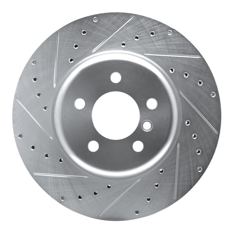 R1 11-19 BMW 535D xDrive Front Left Drilled & Slotted Silver Brake Rotor-Brake Rotors - Slot & Drilled-Grocery Getter Performance