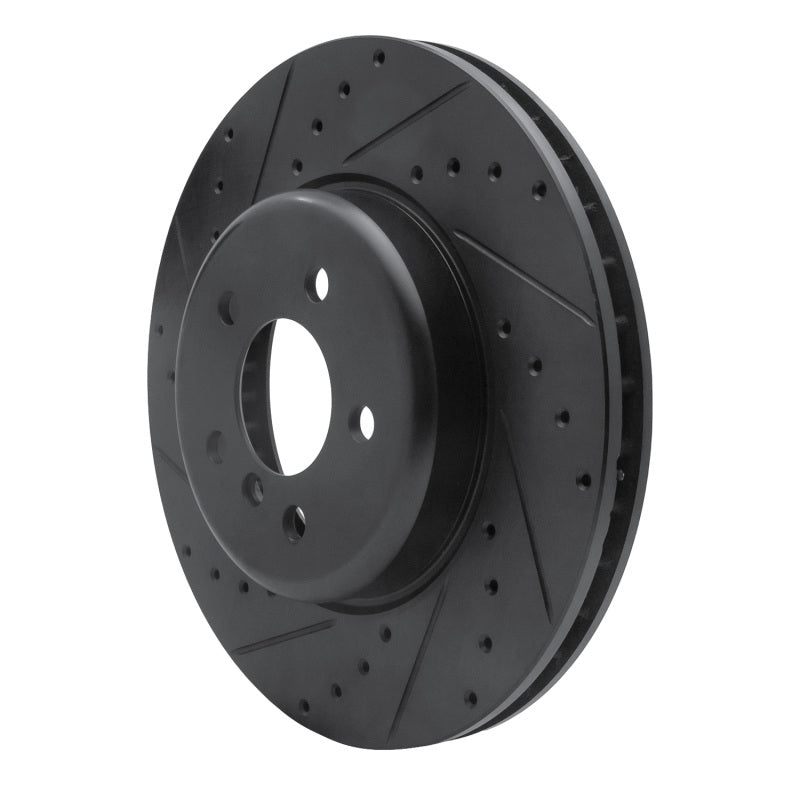 R1 11-19 BMW 640I Gran Coupe Front Left Drilled & Slotted Black Brake Rotor-Brake Rotors - Slot & Drilled-Grocery Getter Performance