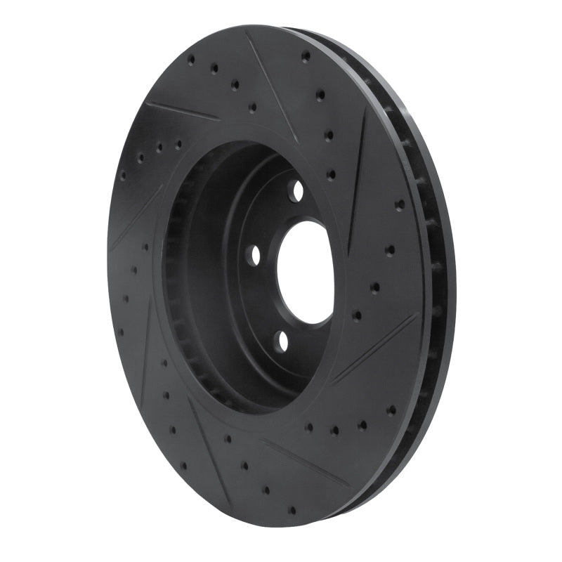 R1 11-19 BMW 640I Gran Coupe Front Left Drilled & Slotted Black Brake Rotor-Brake Rotors - Slot & Drilled-Grocery Getter Performance