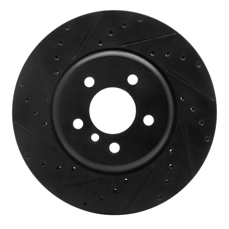 R1 11-19 BMW 640I Gran Coupe Front Left Drilled & Slotted Black Brake Rotor-Brake Rotors - Slot & Drilled-Grocery Getter Performance