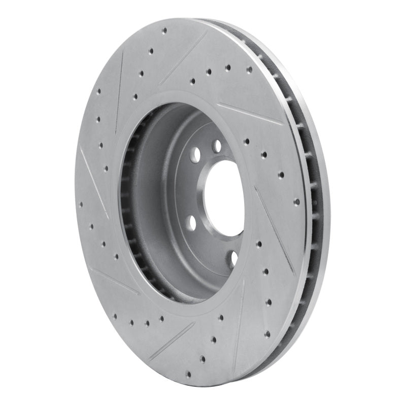 R1 11-19 BMW 640I Gran Coupe Front Right Drilled & Slotted Silver Brake Rotor-Brake Rotors - Slot & Drilled-Grocery Getter Performance