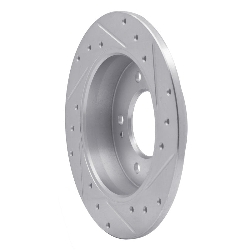 R1 11-25 Hyundai Elantra Coupe Rear Left Drilled & Slotted Silver Brake Rotor-Brake Rotors - Slot & Drilled-Grocery Getter Performance