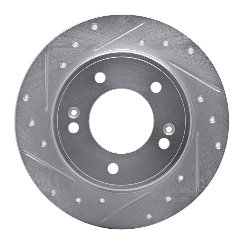 R1 11-25 Hyundai Elantra Coupe Rear Left Drilled & Slotted Silver Brake Rotor-Brake Rotors - Slot & Drilled-Grocery Getter Performance