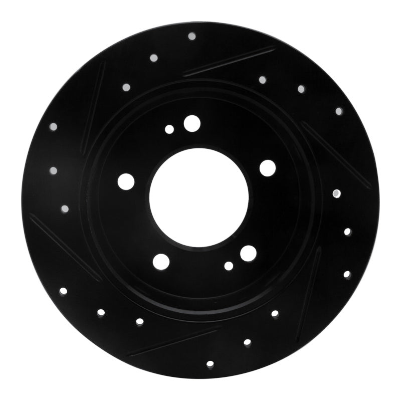 R1 11-25 Hyundai Elantra Coupe Rear Right Drilled & Slotted Black Brake Rotor-Brake Rotors - Slot & Drilled-Grocery Getter Performance