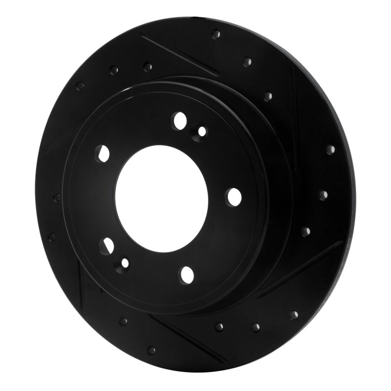 R1 11-25 Hyundai Elantra Coupe Rear Right Drilled & Slotted Black Brake Rotor-Brake Rotors - Slot & Drilled-Grocery Getter Performance