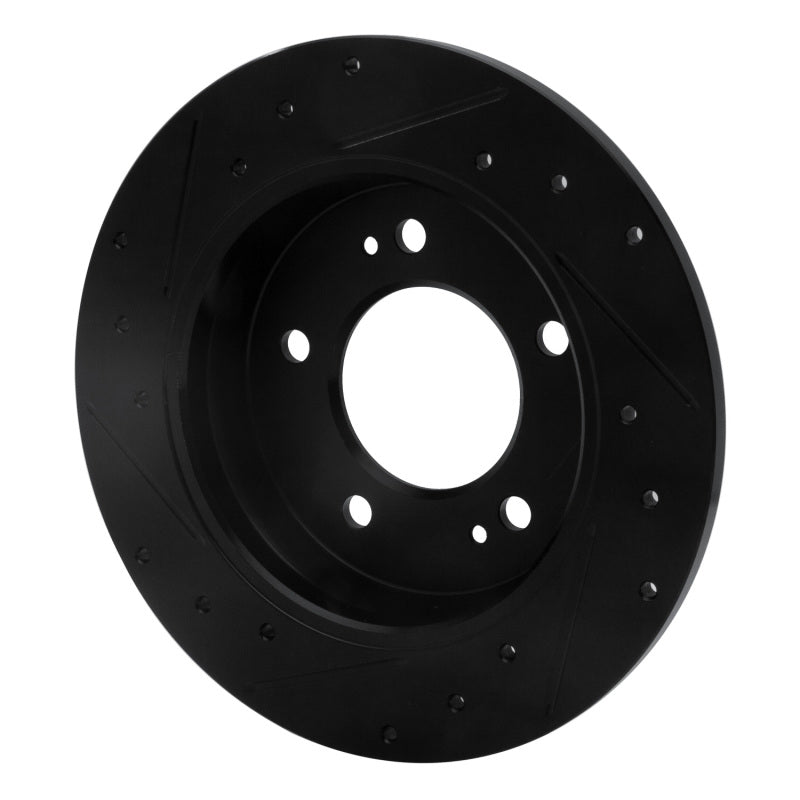 R1 11-25 Hyundai Elantra Coupe Rear Right Drilled & Slotted Black Brake Rotor-Brake Rotors - Slot & Drilled-Grocery Getter Performance