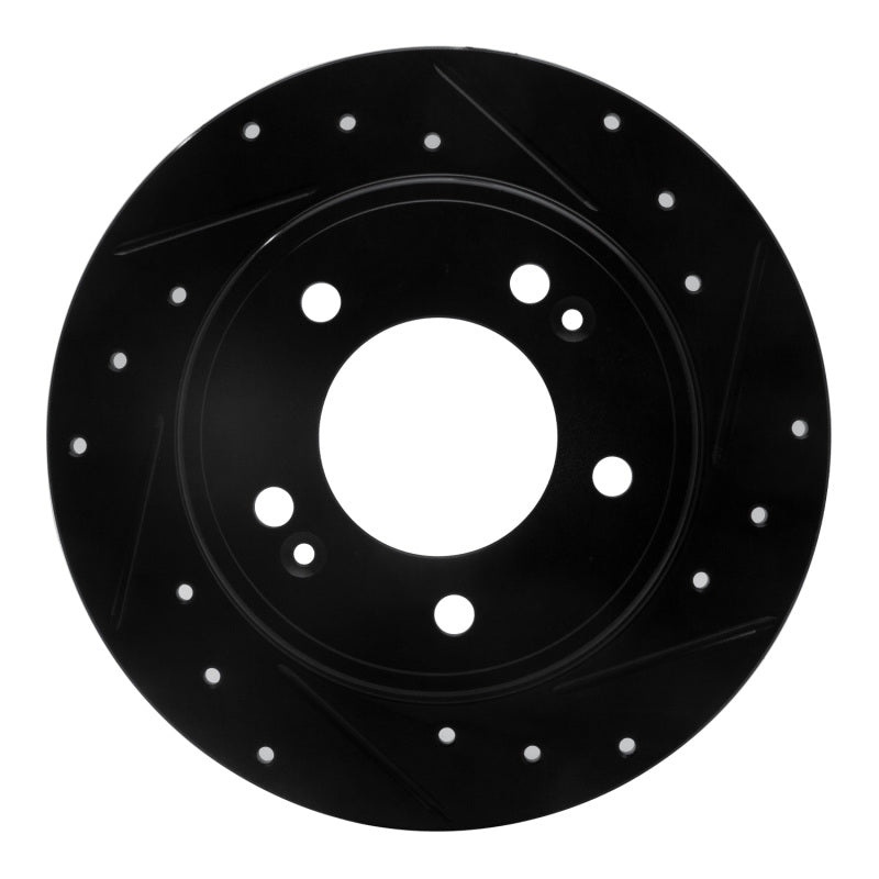 R1 11-25 Hyundai Elantra Coupe Rear Right Drilled & Slotted Black Brake Rotor-Brake Rotors - Slot & Drilled-Grocery Getter Performance