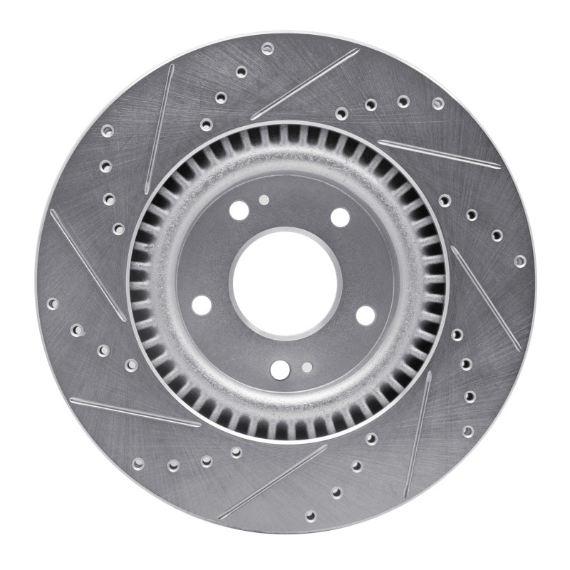 R1 11-25 Hyundai SONATA Front Right Drilled & Slotted Silver Brake Rotor-Brake Rotors - Slot & Drilled-Grocery Getter Performance