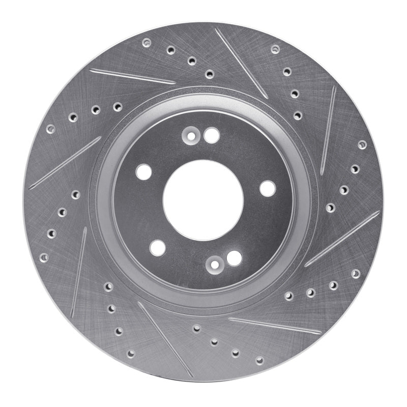 R1 11-25 Hyundai SONATA Front Right Drilled & Slotted Silver Brake Rotor-Brake Rotors - Slot & Drilled-Grocery Getter Performance