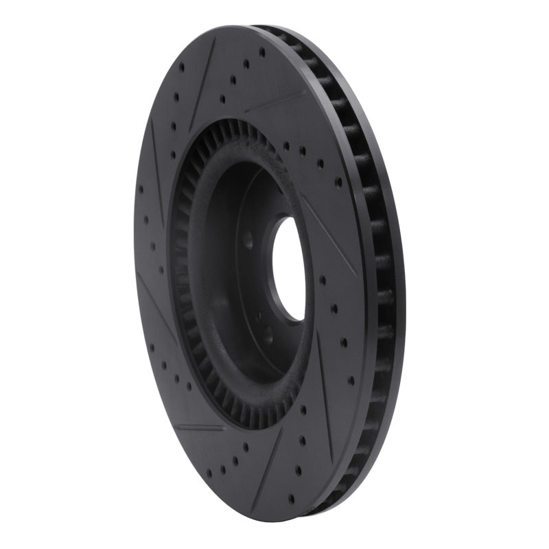 R1 11-25 Hyundai Tucson Front Right Drilled & Slotted Black Brake Rotor-Brake Rotors - Slot & Drilled-Grocery Getter Performance