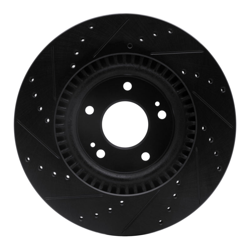 R1 11-25 Hyundai Tucson Front Right Drilled & Slotted Black Brake Rotor-Brake Rotors - Slot & Drilled-Grocery Getter Performance